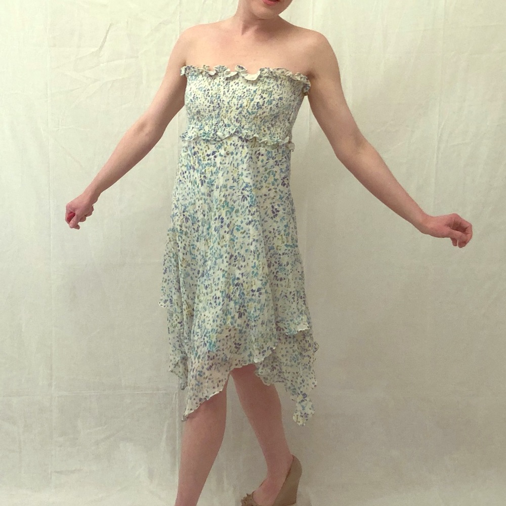 BCBG Max Azria Strapless Asymmetrical Hem Dress